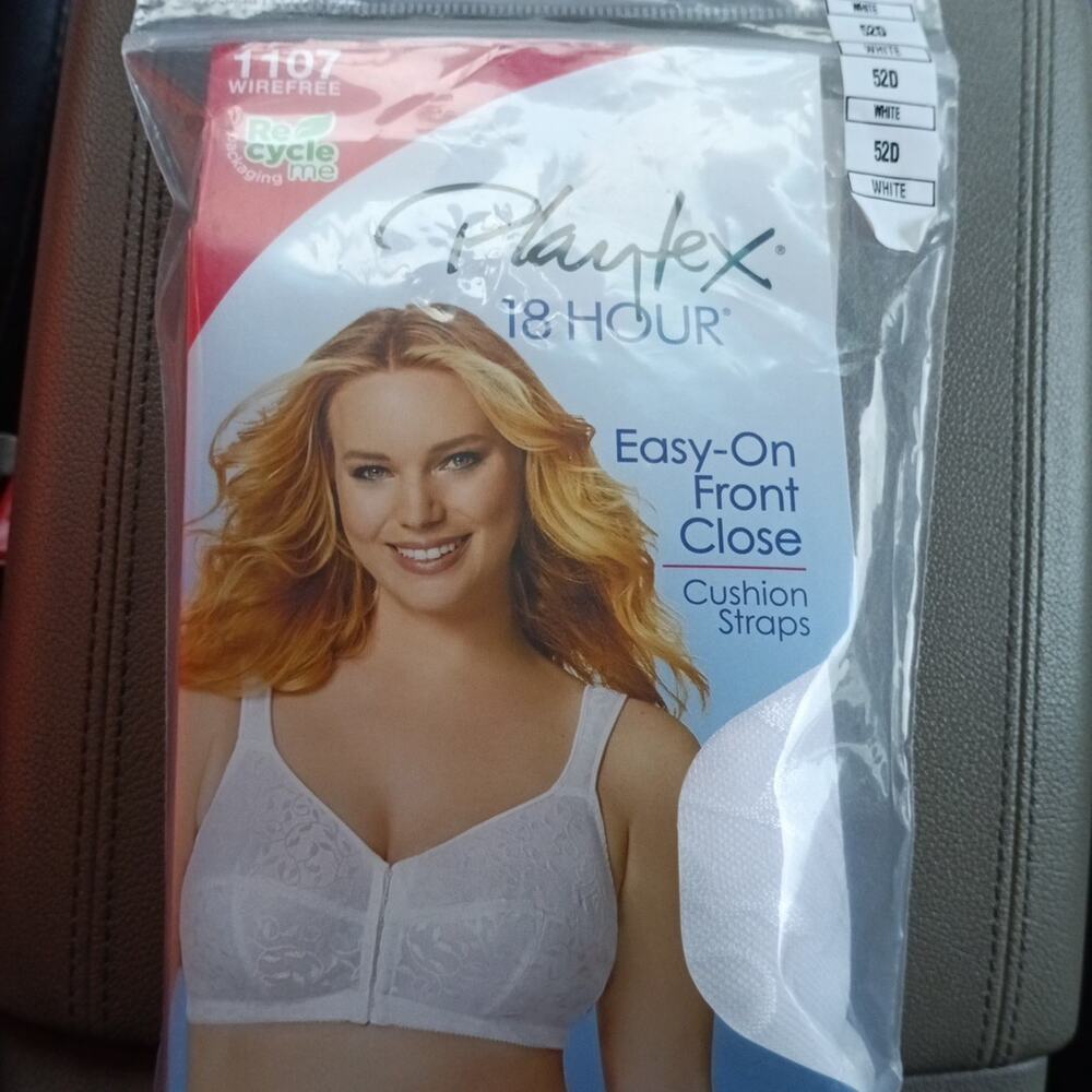 Playtex 18 hour Bra 52D White Front Close WireFree Cushion Strap 1107